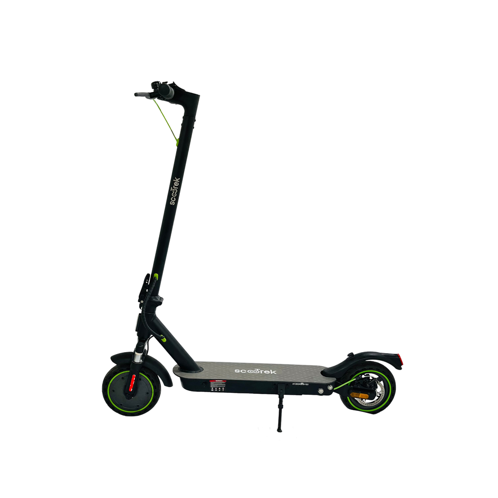 Detalle suspensión City 350 Pro — scooter eléctrico amortiguación delantera y trasera