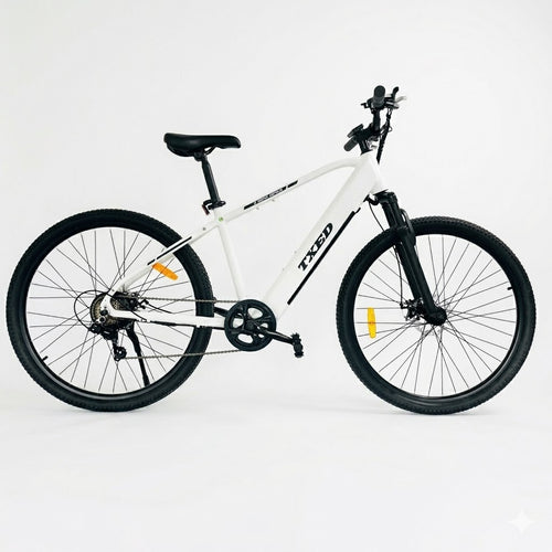Bicicleta eléctrica E Going Genius M vista frontal — motor 350W rin 29 Ecomotion Colombia