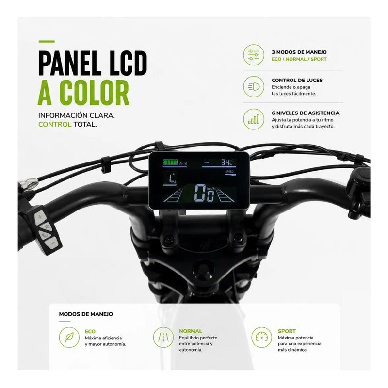 Bicicleta Electrica Tipo Moto Fat Bike 500w 48v 2 Puestos Negro