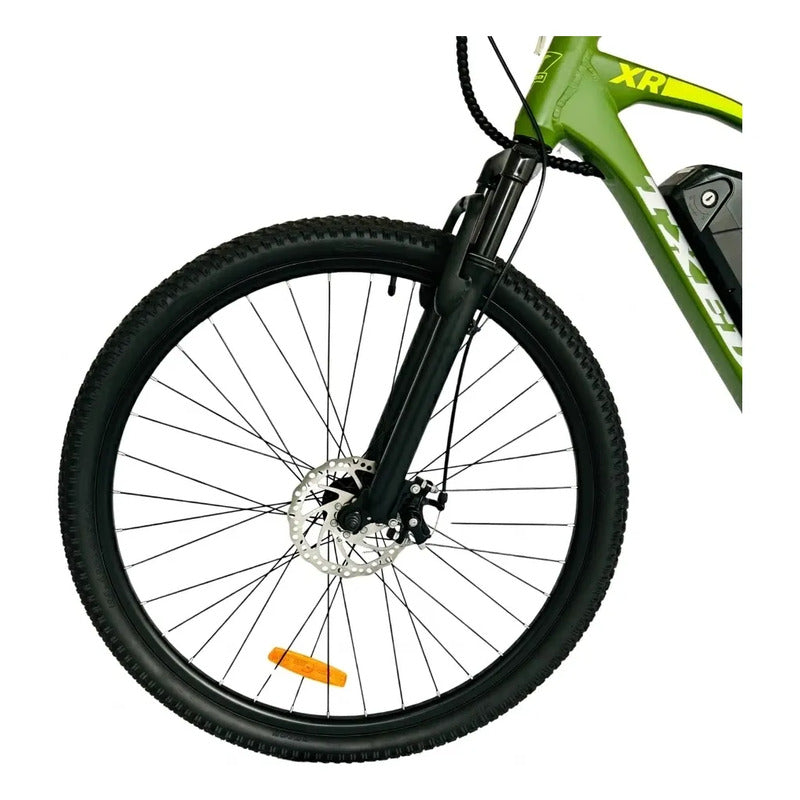 Bicicleta Electrica Mtb Rin 29 Frenos De Disco Suspension Verde Musgo