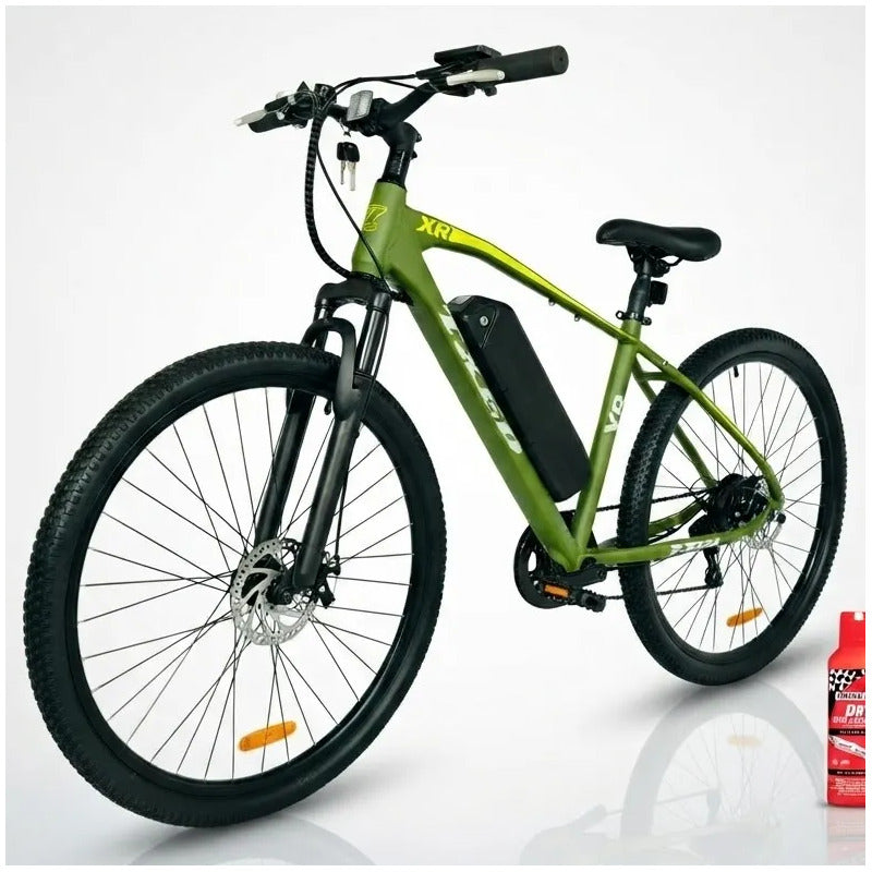Bicicleta Electrica Mtb Rin 29 Frenos De Disco Suspension Verde Musgo