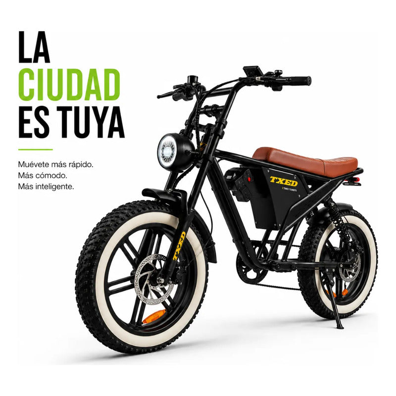 Bicicleta Electrica Tipo Moto Fat Bike 500w 48v 2 Puestos Negro
